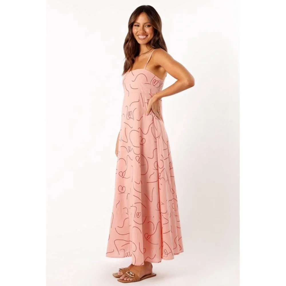 Petal & pup heart print linen style maxi dress nwot - Picture 3 of 5
